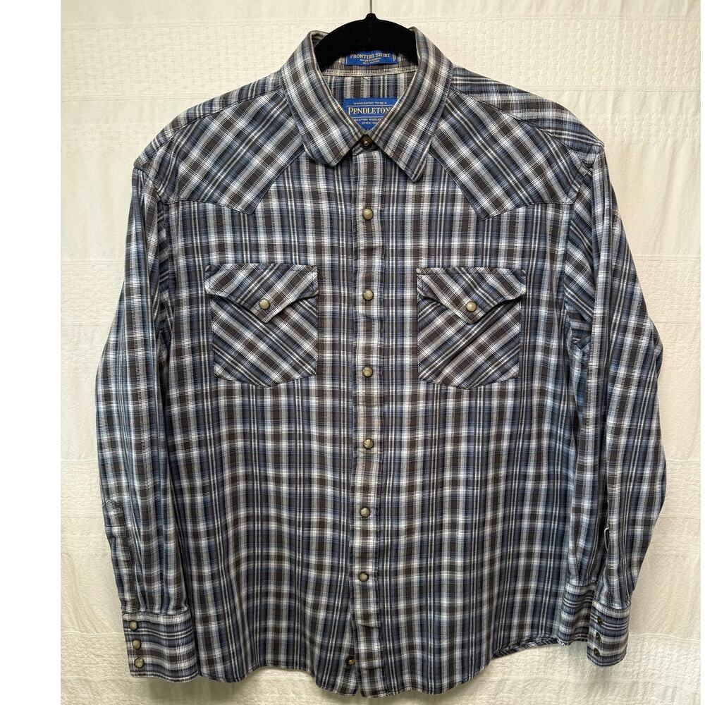 Pendleton Woolen Mills Men's Pearl Snap Frontier Shirt, Size M 100% Cotton